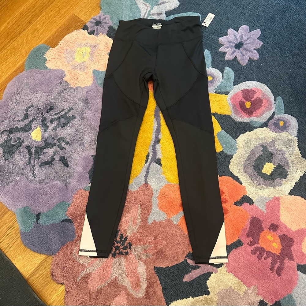 NWT 2xist Black & pink mesh Leggings Streamlined Full-Length